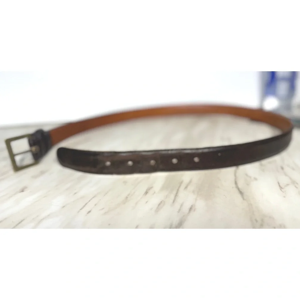 Vintage Coach 7092 Mens Brown Glove Tanned Leather Belt Solid Brass Buckle 36